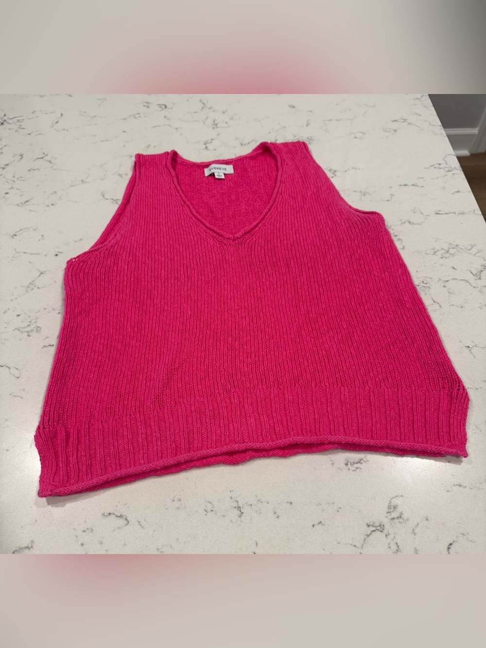Evereve 100% Cotton Pink Sweater V-Neck Tank | Size Small